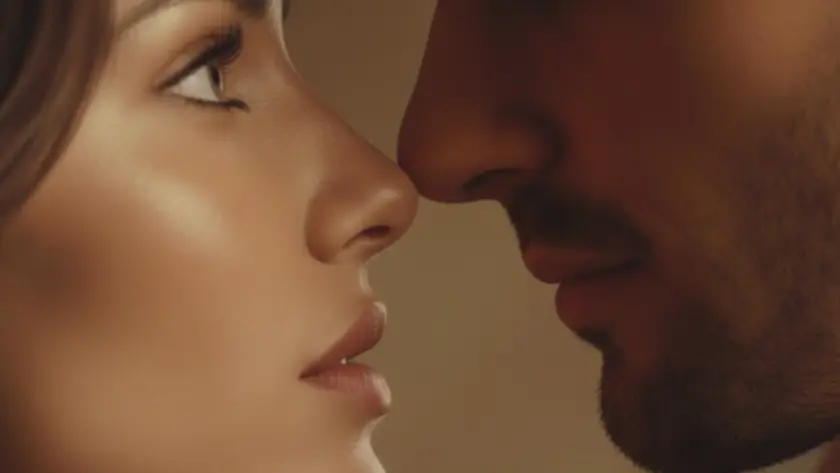Él sostiene la mirada de ella con certeza, el juego del control erótico consciente — Relatos Tántrika™