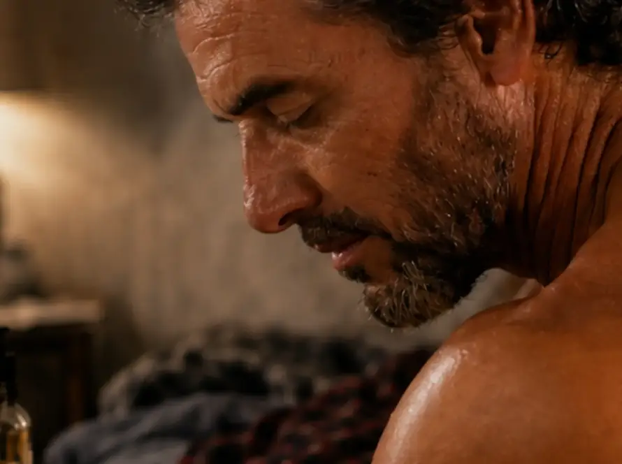 Marcos con los ojos cerrados y la espalda erguida, la respiración haciendo lo que el cuerpo necesitaba aprender — Serie Sexualidad Tántrica - Tántrika™