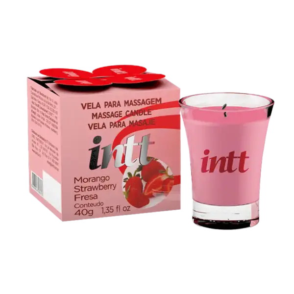 Vela comestible INTT Frutilla masaje erótico sin parafina 30g packaging — Tántrika™