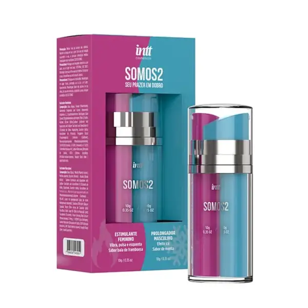 Kit estimulante parejas INTT Somos Dos packaging rosa azul frambuesa menta 20g — Tántrika™