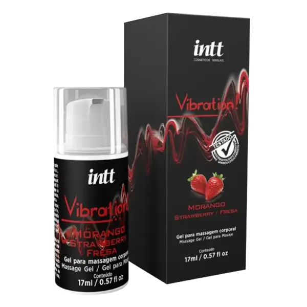 Gel estimulante INTT Vibration Frutilla Jambú efecto vibración unisex 17ml packaging — Tántrika™